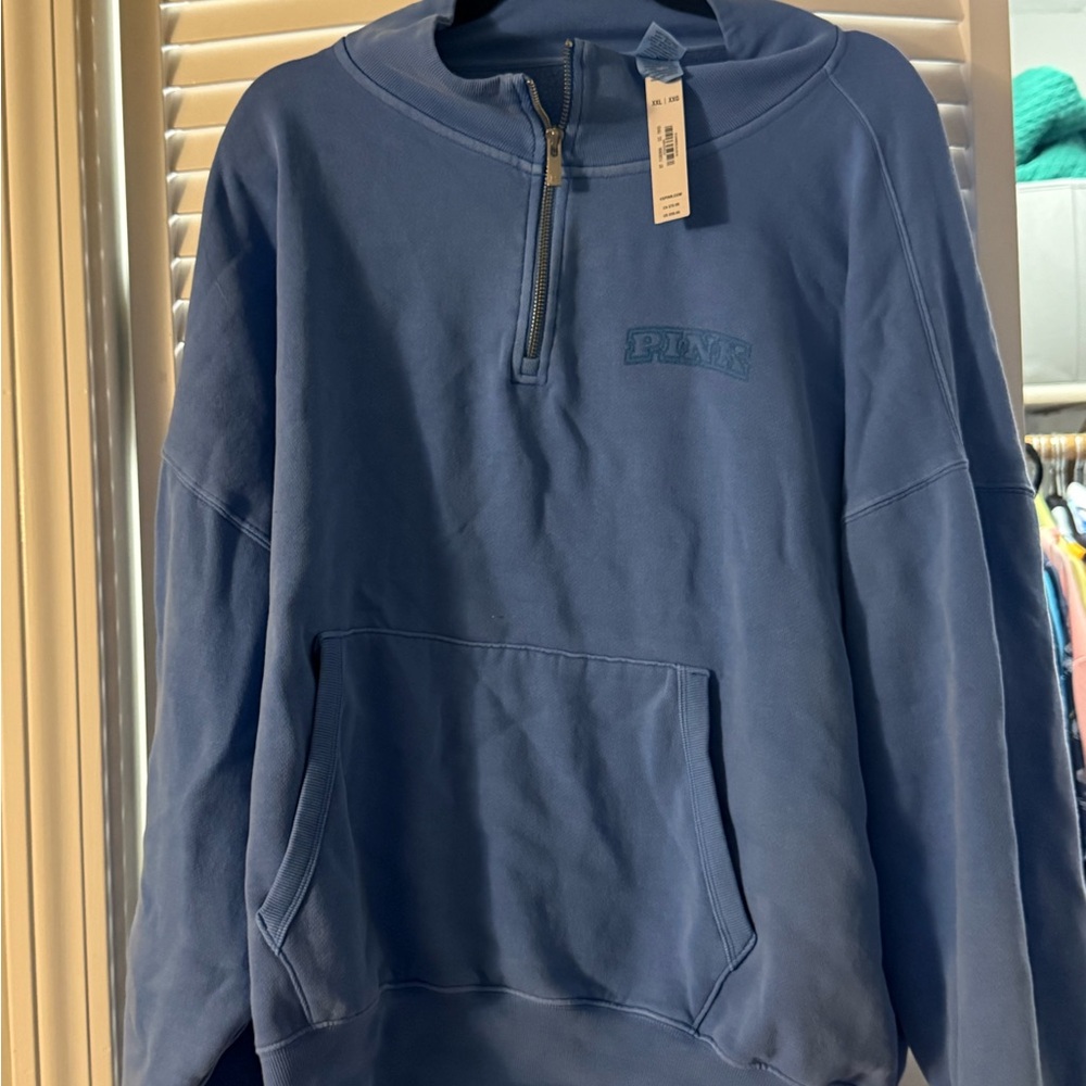 PINK Victoria's Secret Blue Zip-Up Sweater